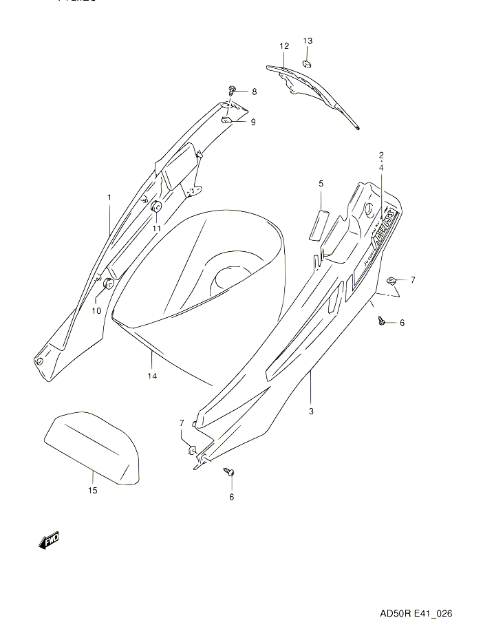CARENAGES ARRIERE MODELE L E41 POUR SUZUKI AD 60 1994 POUR SUZUKI ADAD60R 