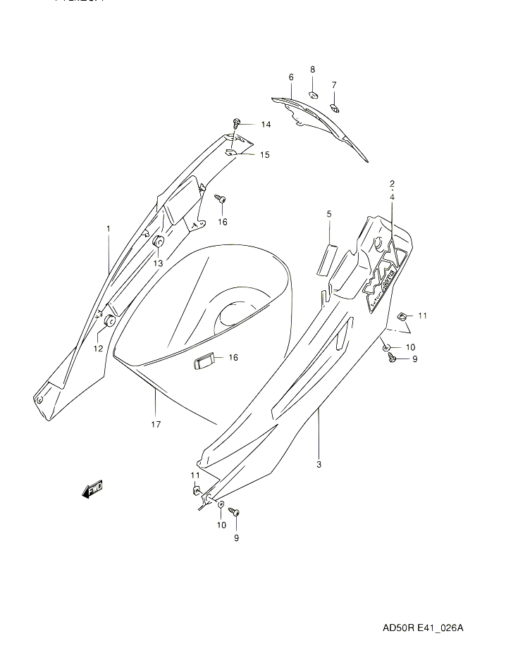 CARENAGES ARRIERE E06 POUR SUZUKI AD 60 1994 POUR SUZUKI ADAD60R 