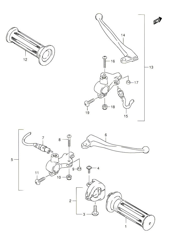 ENSEMBLE LEVIERS POIGNEES POUR SUZUKI AE 50 1992 POUR SUZUKI AEAE50 N 