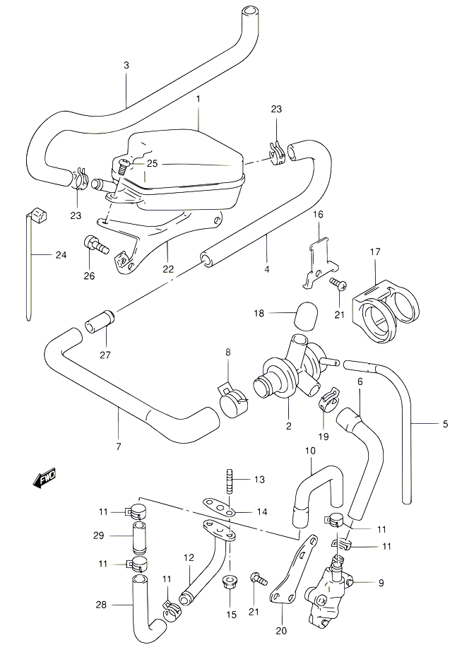 SYSTEME DE RECYCLAGE GAZ DECHAPPEMENT E18 POUR SUZUKI BURGMAN 125 2000 POUR SUZUKI BURGMANAN125Y AN125UY 