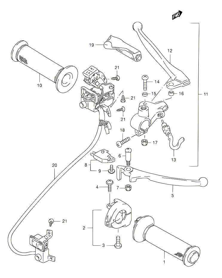 ENSEMBLE LEVIERS POIGNEES POUR SUZUKI BURGMAN 125 2000 POUR SUZUKI BURGMANAN125Y AN125UY 