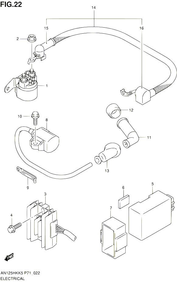 PARTIE ELECTRIQUE POUR SUZUKI BURGMAN 125 2005 POUR SUZUKI BURGMANAN125HKK5 
