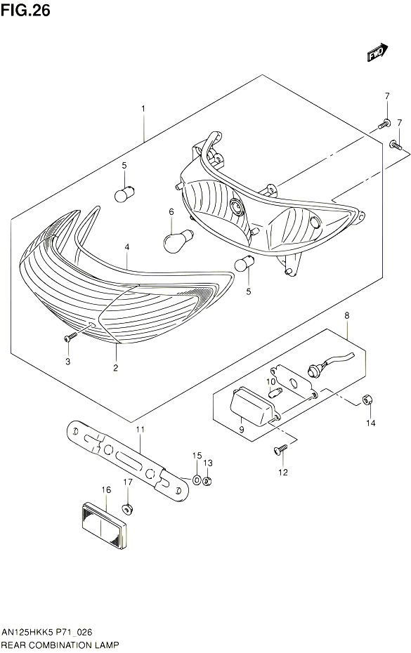 FEU ARRIERE POUR SUZUKI BURGMAN 125 2005 POUR SUZUKI BURGMANAN125HKK5 