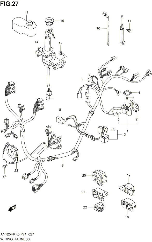 FAISCEAU ELECTRIQUE POUR SUZUKI BURGMAN 125 2005 POUR SUZUKI BURGMANAN125HKK5 
