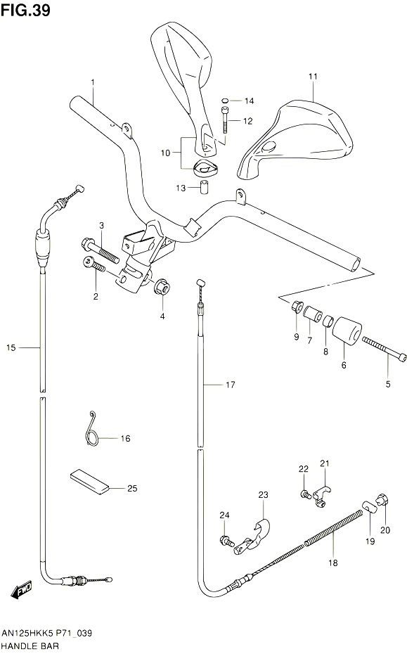 GUIDON POUR SUZUKI BURGMAN 125 2005 POUR SUZUKI BURGMANAN125HKK5 