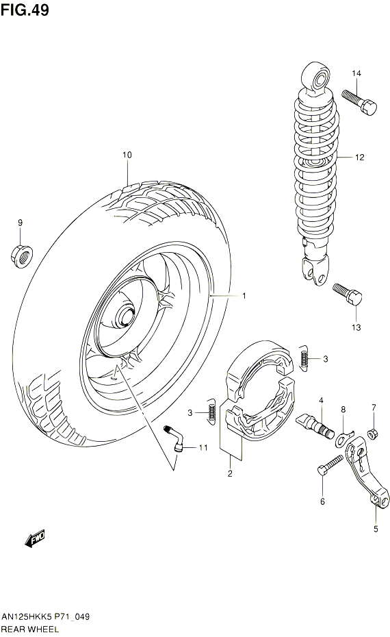 ROUE ARRIERE POUR SUZUKI BURGMAN 125 2005 POUR SUZUKI BURGMANAN125HKK5 