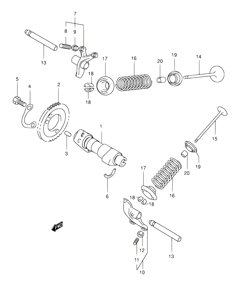 ARBRE A CAMES VALVE POUR SUZUKI BURGMAN 400 2005 POUR BURGMAN 400 AN400 K5 
