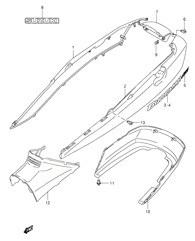 CARENAGES ARRIERE AN400K5 K6 POUR SUZUKI BURGMAN 400 2005 POUR BURGMAN 400 AN400 K5 