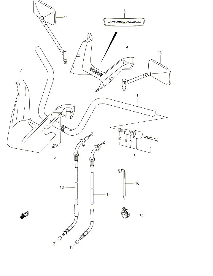 GUIDON MODELE K4AN400K5 K6 POUR SUZUKI BURGMAN 400 2005 POUR BURGMAN 400 AN400 K5 