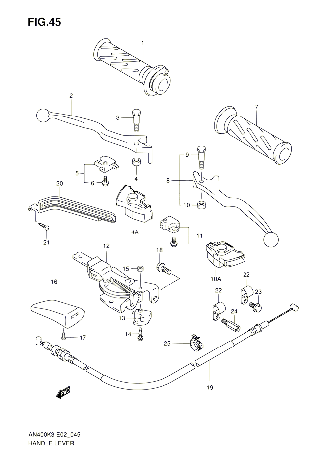 ENSEMBLE LEVIERS POIGNEES POUR SUZUKI BURGMAN 400 2005 POUR BURGMAN 400 AN400 K5 