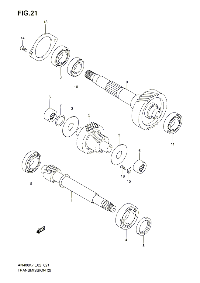 TRANSMISSION 2 POUR SUZUKI BURGMAN 400 2007 POUR BURGMAN 400 AN400 K7 