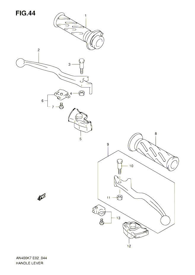 ENSEMBLE LEVIERS POIGNEES POUR SUZUKI BURGMAN 400 2007 POUR BURGMAN 400 AN400 K7 