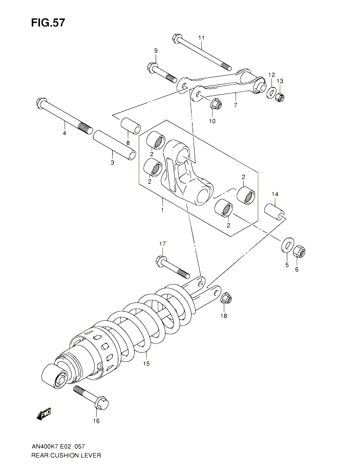 BIELLETTE DAMORTISSEUR POUR SUZUKI BURGMAN 400 2007 POUR BURGMAN 400 AN400 K7 