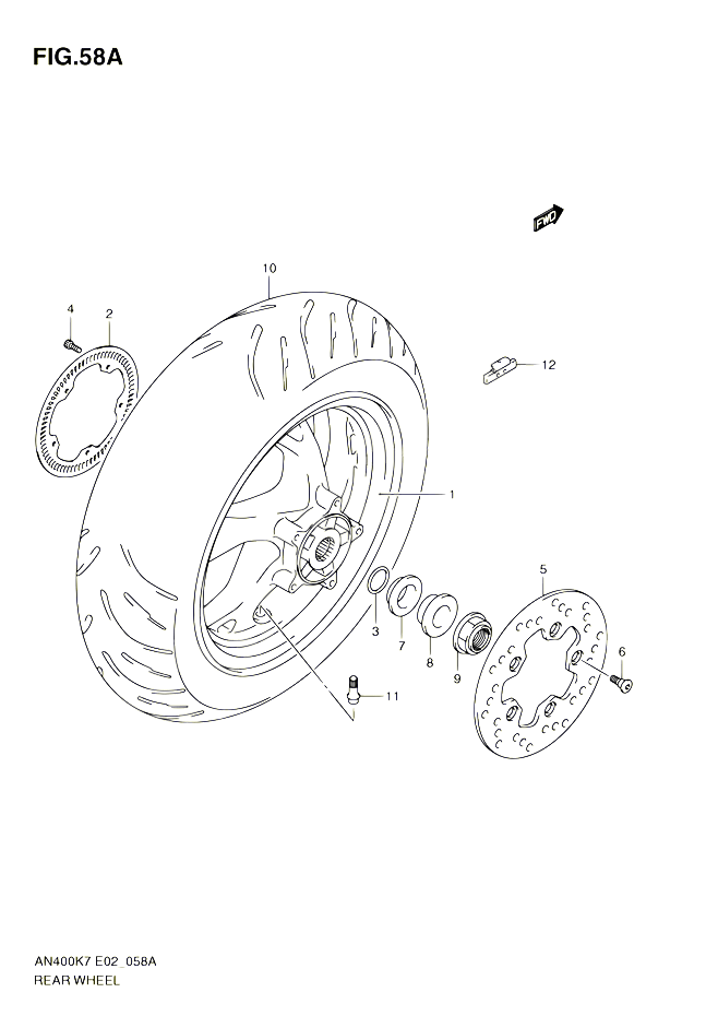 ROUE ARRIERE AN400AK9 ZAK9 AL0 ZAL0 POUR SUZUKI BURGMAN 400 2010 POUR BURGMAN 400 AN400 L0 