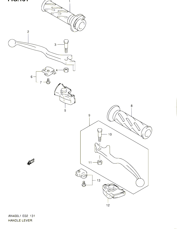 ENSEMBLE LEVIERS POIGNEES AN400L1 E19 POUR SUZUKI BURGMAN 400 2012 POUR BURGMAN 400 AN400 L1 