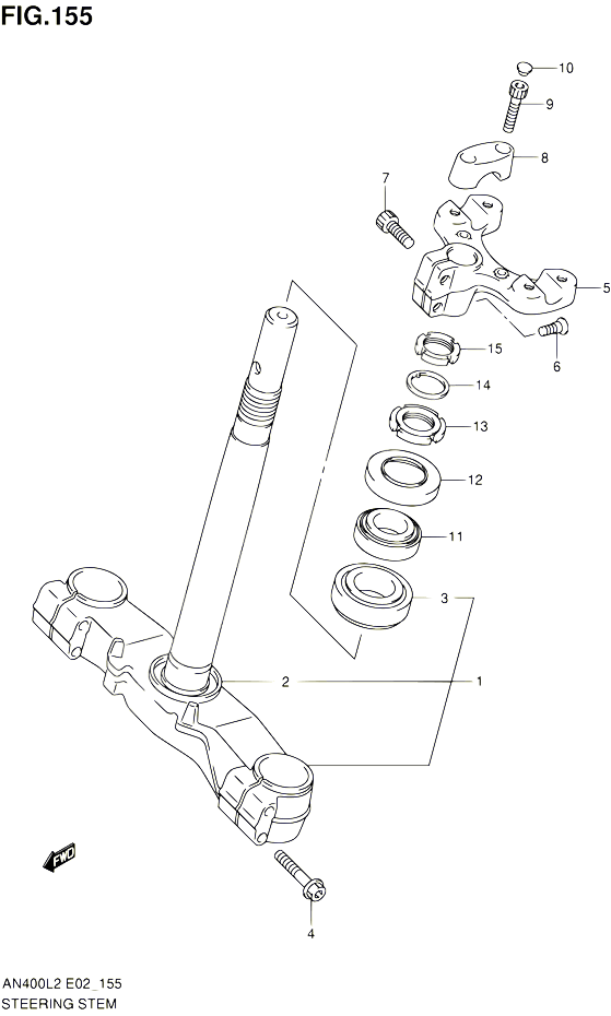 COLONNE DE DIRECTION AN400AL2 E19 POUR SUZUKI BURGMAN 400 2012 POUR BURGMAN 400 AN400L2