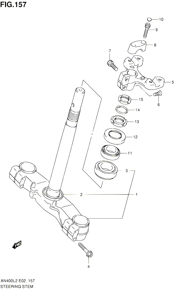 COLONNE DE DIRECTION AN400ZAL2 E02 POUR SUZUKI BURGMAN 400 2012 POUR BURGMAN 400 AN400L2