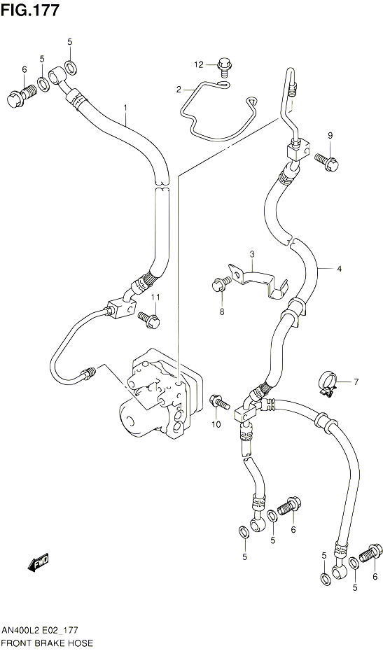 DURITE DE FREIN AVANT AN400ZAL2 E02 POUR SUZUKI BURGMAN 400 2012 POUR BURGMAN 400 AN400L2