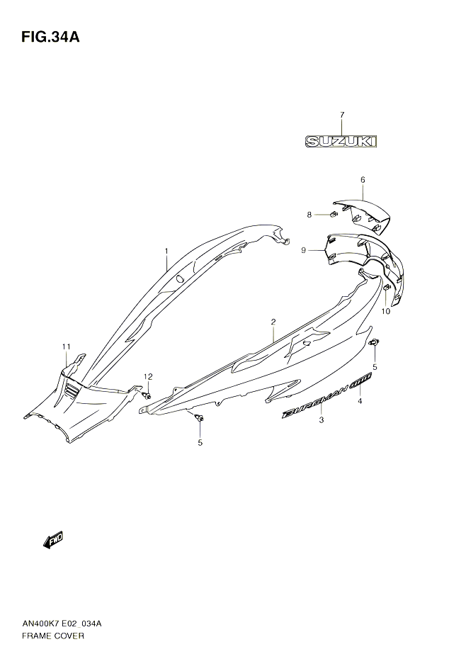 CARENAGES ARRIERE MODEL K9 POUR SUZUKI BURGMAN 400 2009 POUR BURGMAN 400 AN400A K9 