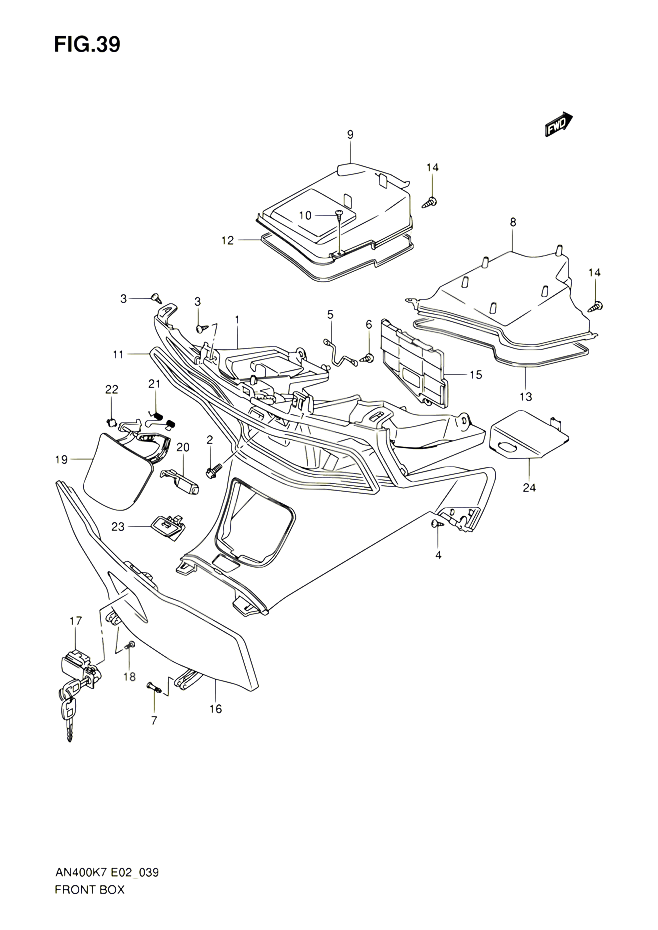 BOITE AVANT POUR SUZUKI BURGMAN 400 2009 POUR BURGMAN 400 AN400A K9 