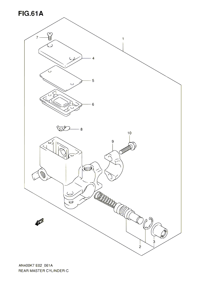 MAITRE CYLINDRE ARRIERE MODEL K8 K9 L0 POUR SUZUKI BURGMAN 400 2009 POUR BURGMAN 400 AN400A K9 