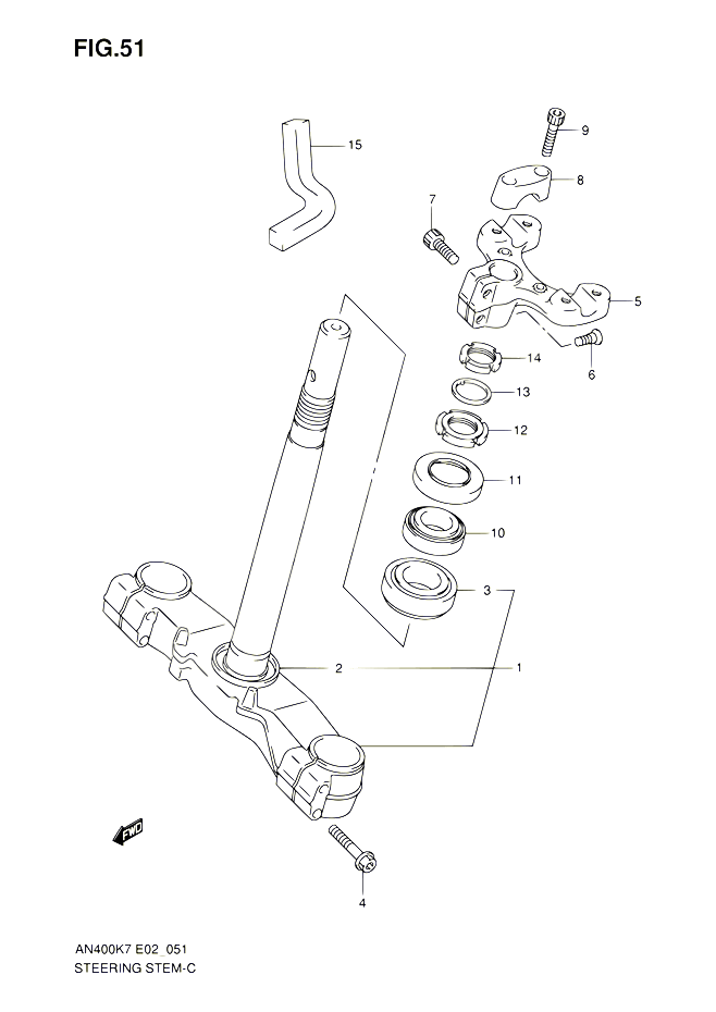 COLONNE DE DIRECTION POUR SUZUKI BURGMAN 400 2010 POUR BURGMAN 400 AN400AL0