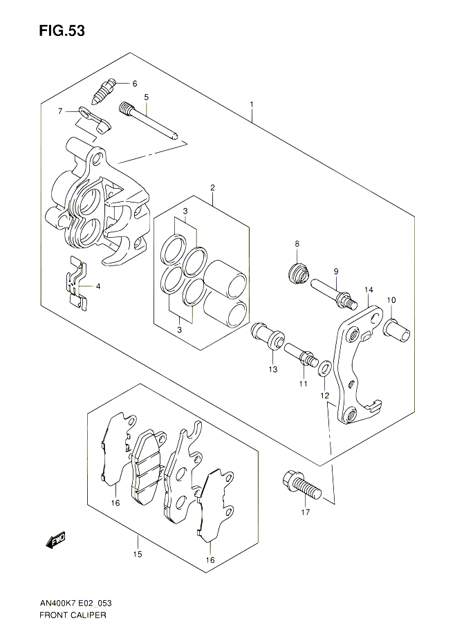 ETRIER DE FREIN AVANT POUR SUZUKI BURGMAN 400 2010 POUR BURGMAN 400 AN400AL0