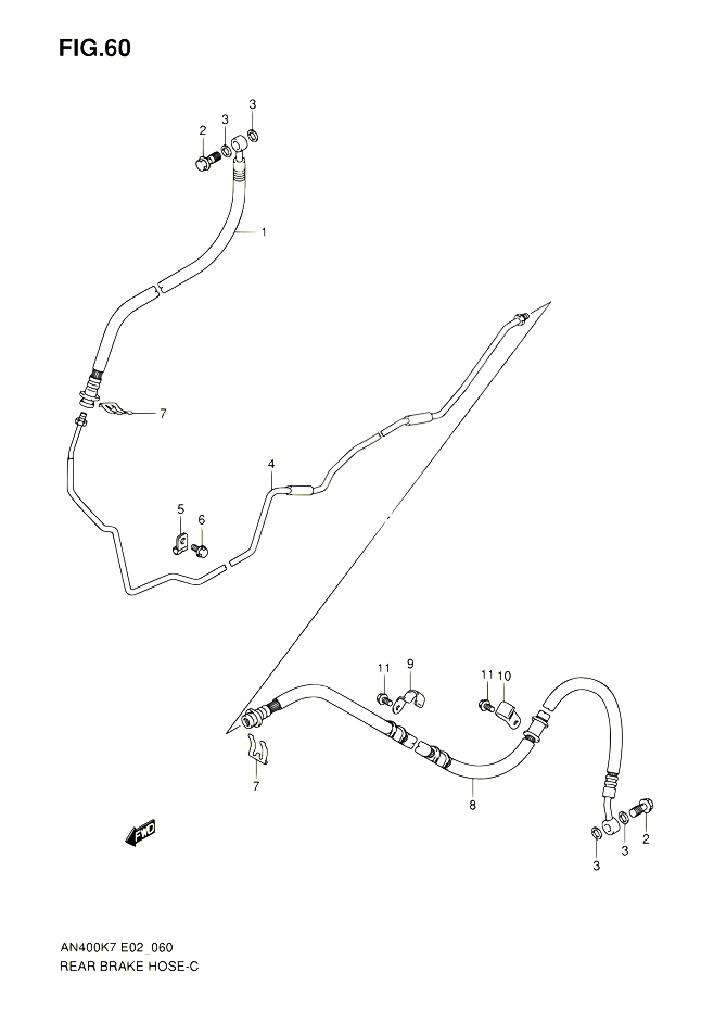 DURITE DE FREIN ARRIERE AN400K7 ZK7 K8 ZK8 K9 L0 POUR SUZUKI BURGMAN 400 2010 POUR BURGMAN 400 AN400AL0