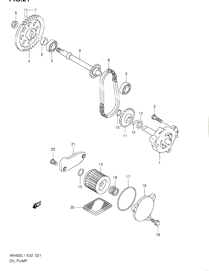 POMPE A HUILE POUR SUZUKI BURGMAN 400 2011 POUR BURGMAN 400 AN400AL1