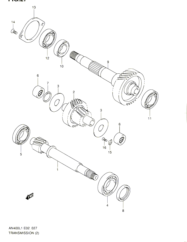 TRANSMISSION 2 POUR SUZUKI BURGMAN 400 2011 POUR BURGMAN 400 AN400AL1