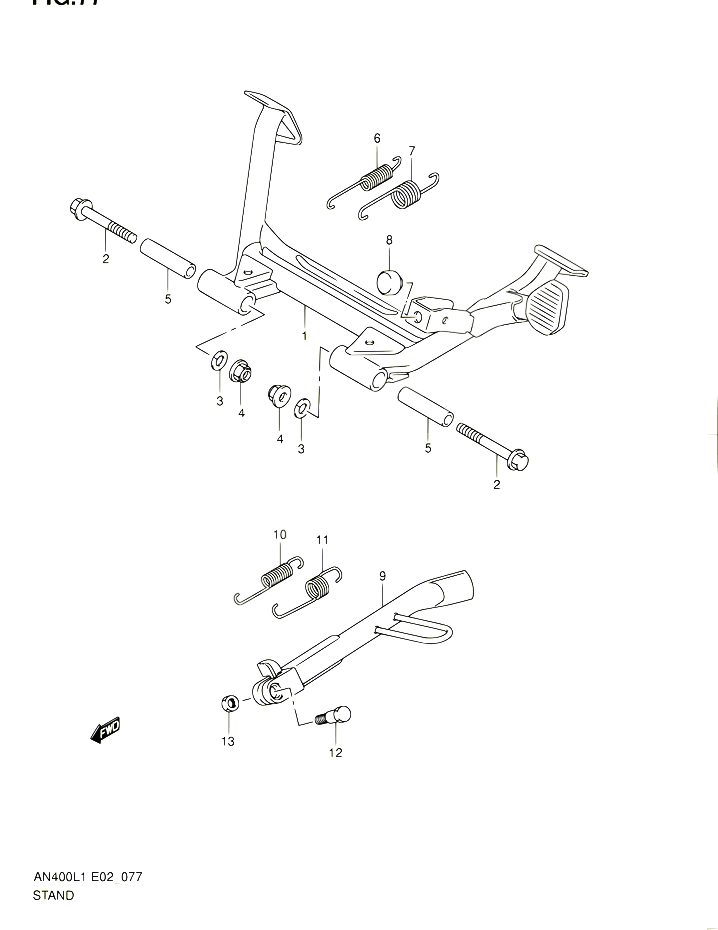 BEQUILLE POUR SUZUKI BURGMAN 400 2011 POUR BURGMAN 400 AN400AL1