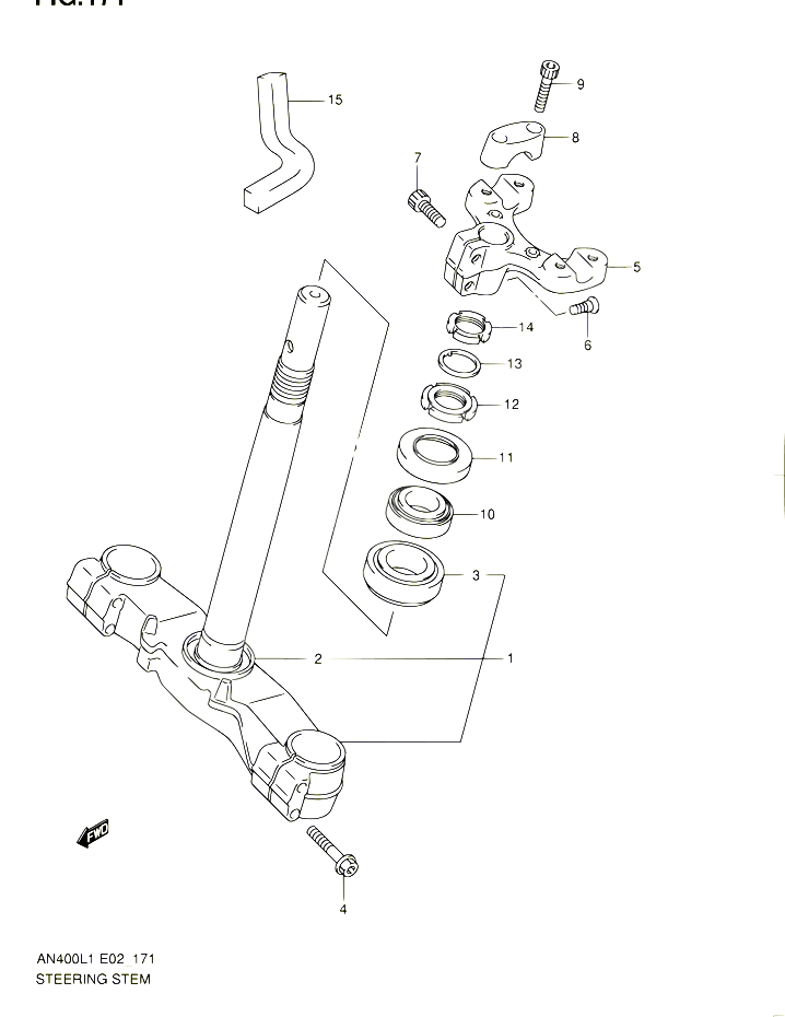 COLONNE DE DIRECTION POUR SUZUKI BURGMAN 400 2011 POUR BURGMAN 400 AN400AL1