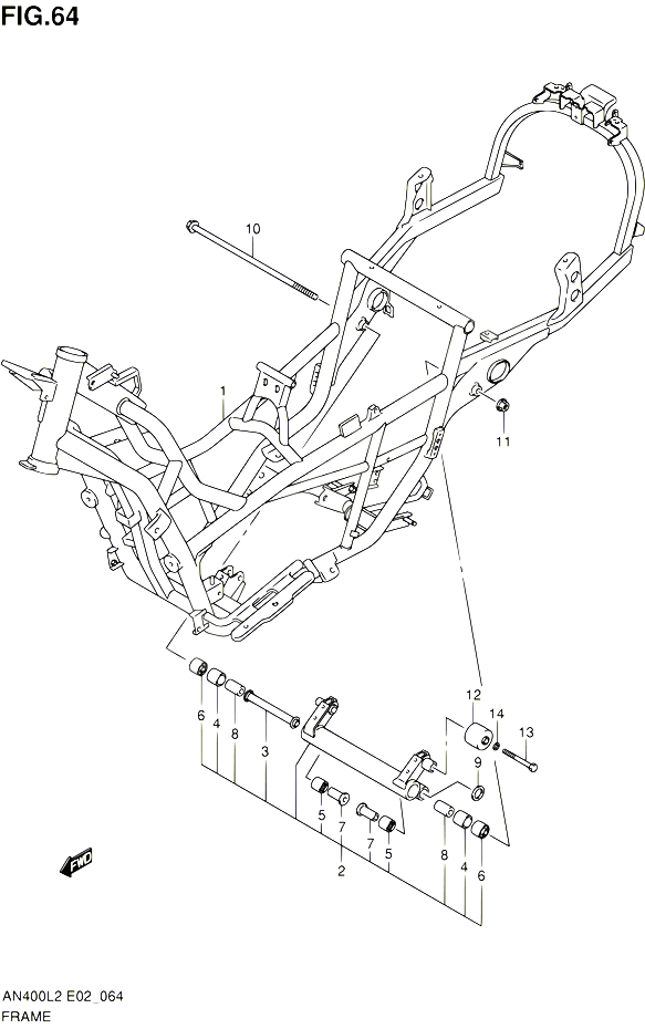 CADRE AN400L2 E02 POUR SUZUKI BURGMAN 400 2012 POUR BURGMAN 400 AN400AL2