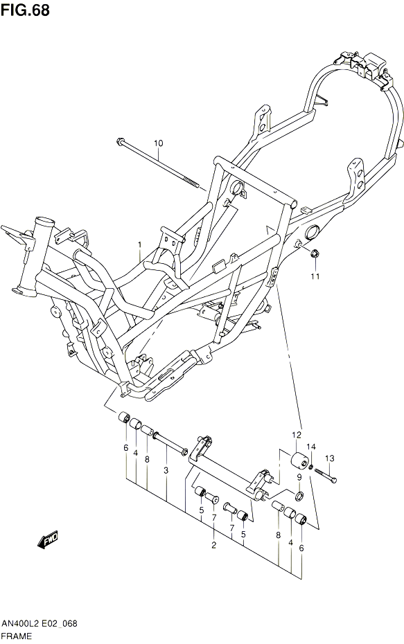 CADRE AN400ZAL2 E02 POUR SUZUKI BURGMAN 400 2012 POUR BURGMAN 400 (AN400AL2)