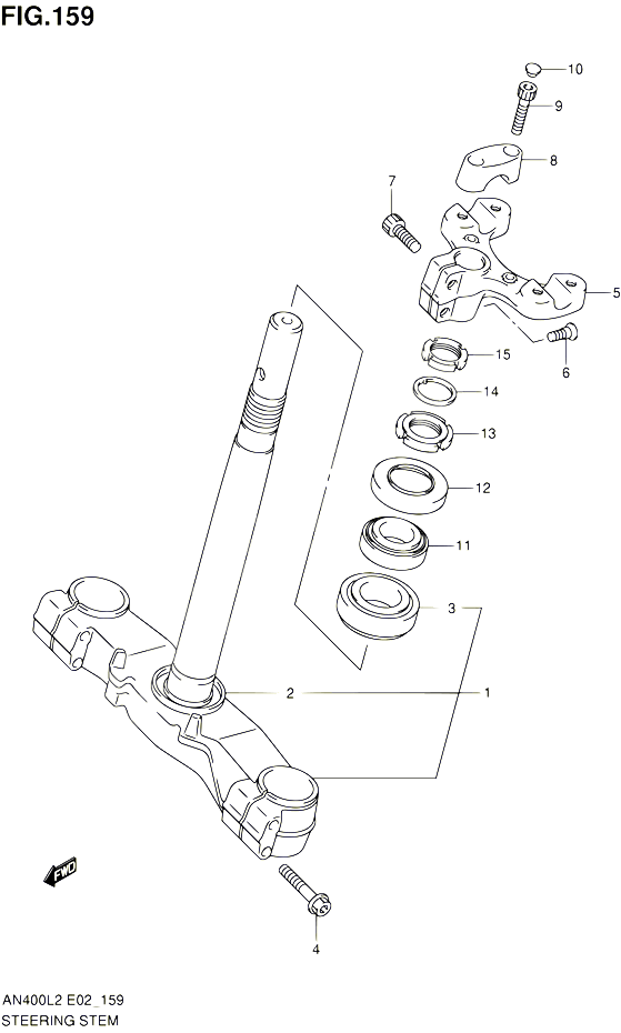 COLONNE DE DIRECTION AN400ZAL2 E51 POUR SUZUKI BURGMAN 400 2012 POUR BURGMAN 400 AN400AL2