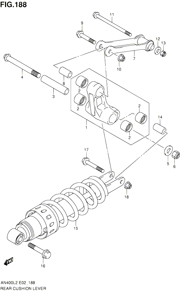 BIELLETTE DAMORTISSEUR POUR SUZUKI BURGMAN 400 2012 POUR BURGMAN 400 AN400AL2
