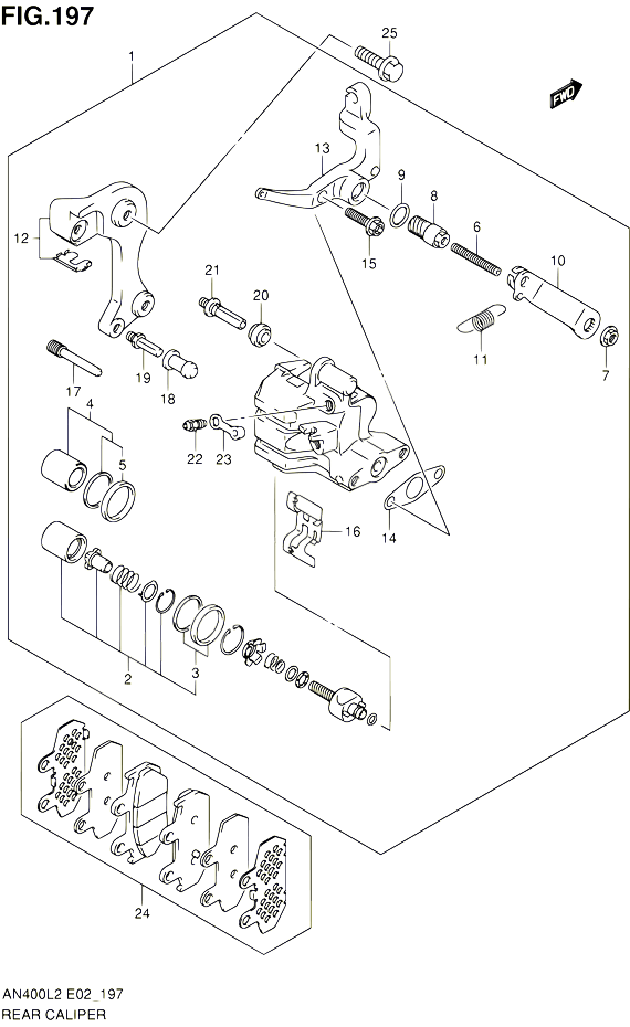 ETRIER DE FREIN ARRIERE AN400L2 E19 POUR SUZUKI BURGMAN 400 2012 POUR BURGMAN 400 AN400AL2