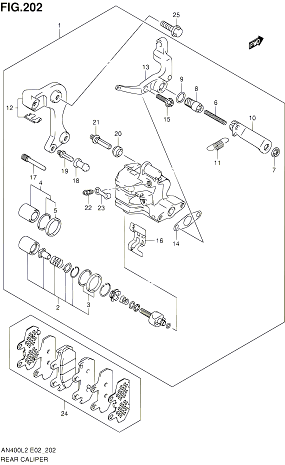ETRIER DE FREIN ARRIERE AN400ZAL2 E51 POUR SUZUKI BURGMAN 400 2012 POUR BURGMAN 400 AN400AL2