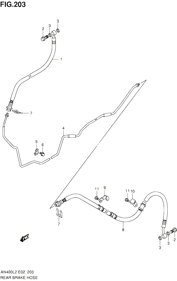 DURITE DE FREIN ARRIERE AN400L2 E02 POUR SUZUKI BURGMAN 400 2012 POUR BURGMAN 400 AN400AL2