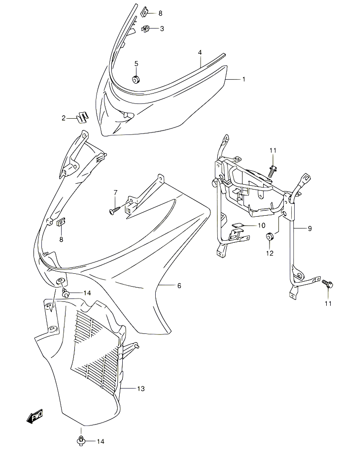 CARENAGES AVANT MODELE K5  K6 POUR SUZUKI BURGMAN 400 2005 POUR BURGMAN 400 AN400S K5 