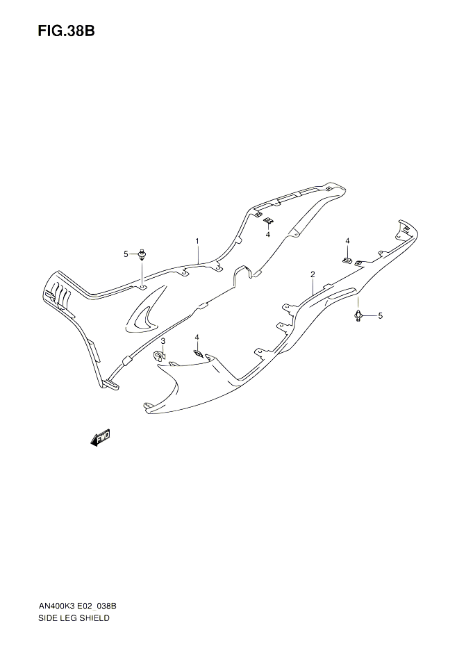 CARENAGES INFERIEUR AN400SK5  SK6 POUR SUZUKI BURGMAN 400 2005 POUR BURGMAN 400 AN400S K5 