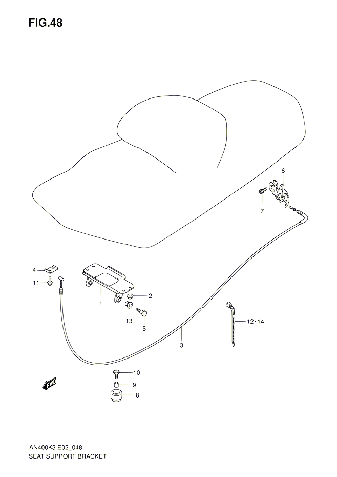 SUPPORT VERROUILLAGE DE SELLE POUR SUZUKI BURGMAN 400 2005 POUR BURGMAN 400 AN400S K5 
