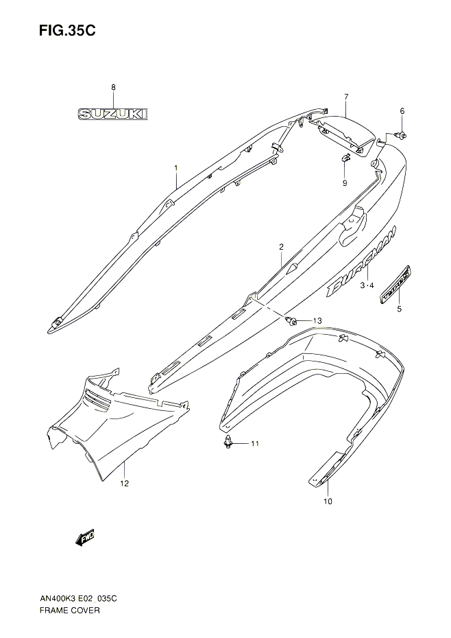 CARENAGES ARRIERE AN400SK5 SK6 POUR SUZUKI BURGMAN 400 2006 POUR BURGMAN 400 AN400S K6 