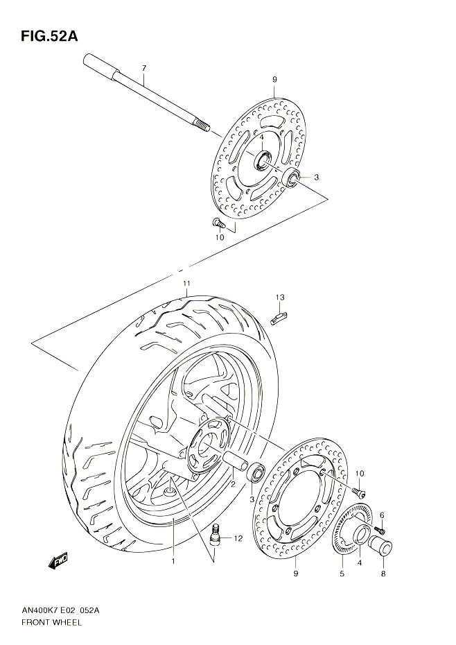 ROUE AVANT AN400AK9  ZAK9  AL0  ZAL0 POUR SUZUKI BURGMAN 400 2010 POUR BURGMAN 400 AN400ZA L0 