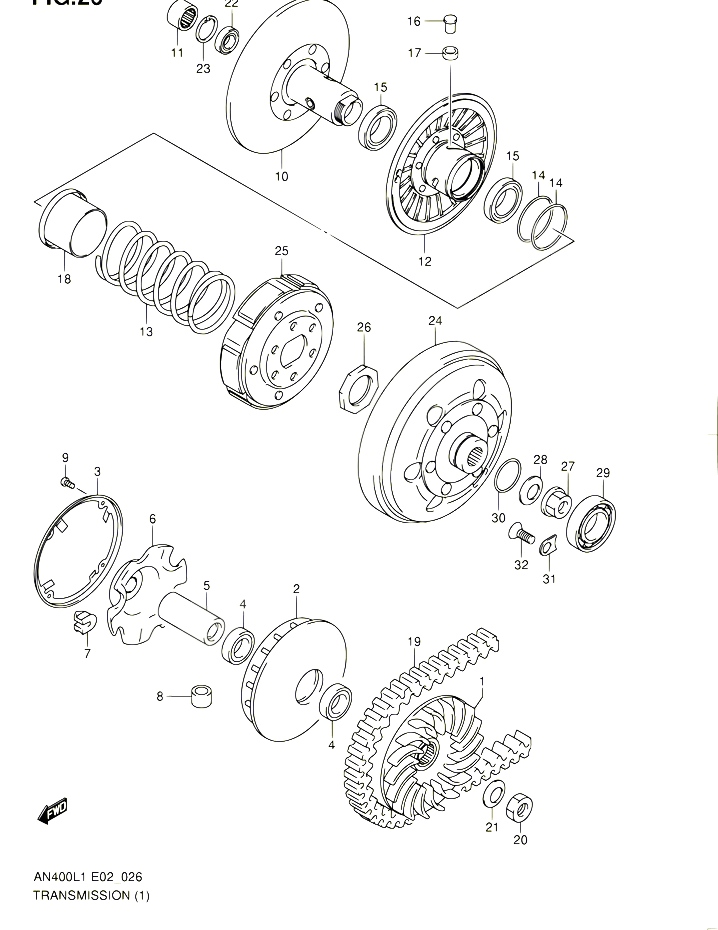 TRANSMISSION 1 POUR SUZUKI BURGMAN 400 2011 POUR BURGMAN 400 AN400ZA L1 