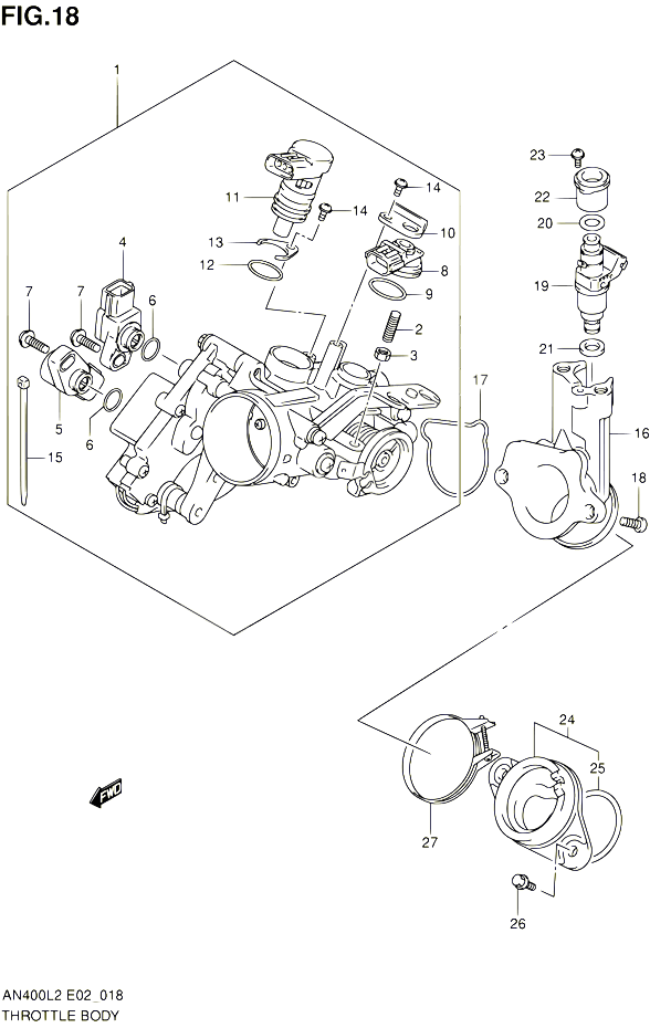 CORPS DE PAPILLON POUR SUZUKI BURGMAN 400 2012 POUR BURGMAN 400 AN400ZAL2