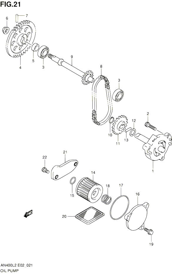 POMPE A HUILE POUR SUZUKI BURGMAN 400 2012 POUR BURGMAN 400 AN400ZAL2