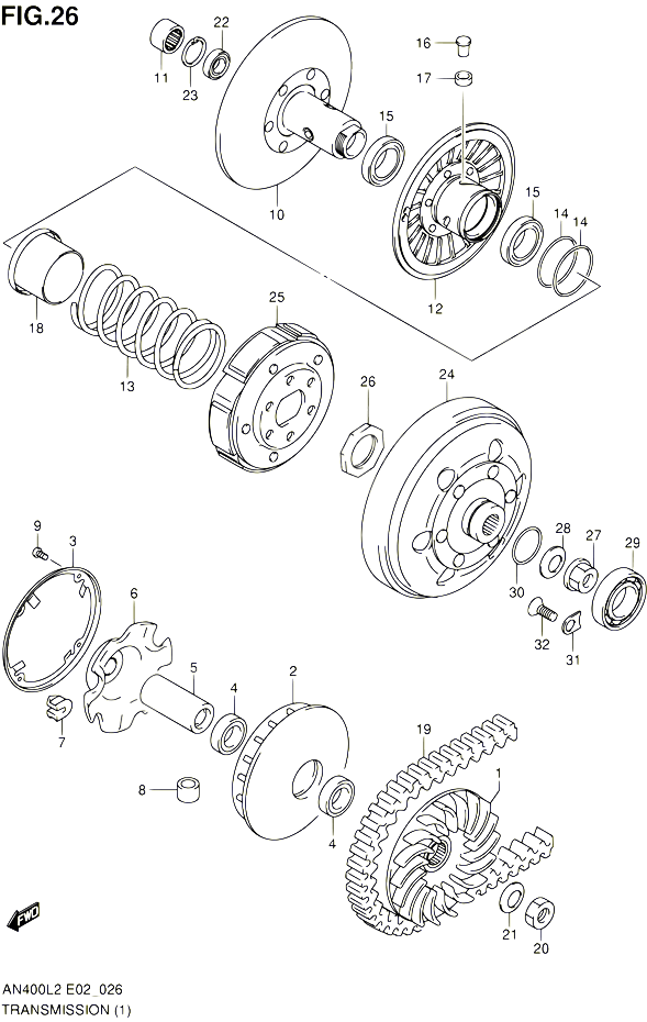 TRANSMISSION 1 POUR SUZUKI BURGMAN 400 2012 POUR BURGMAN 400 AN400ZAL2