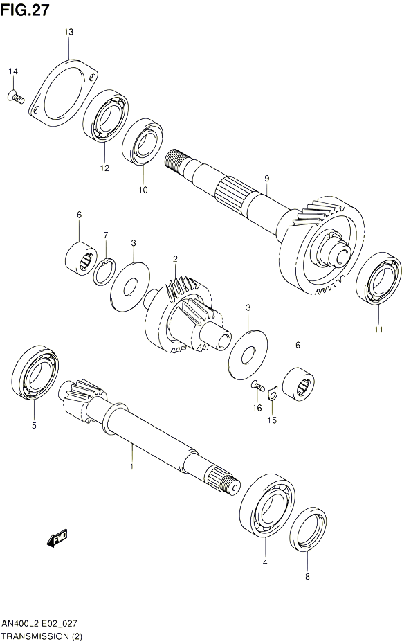 TRANSMISSION 2 POUR SUZUKI BURGMAN 400 2012 POUR BURGMAN 400 AN400ZAL2