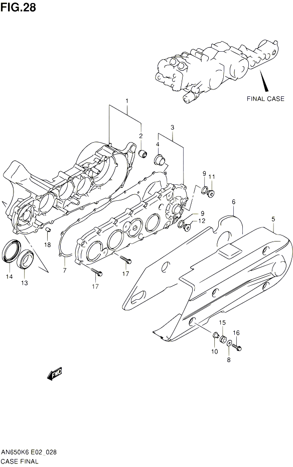 CARTER TRANSMISSION AN650K6  K7  K8  K9  L0 POUR SUZUKI BURGMAN 650 2006 POUR SUZUKI BURGMANAN650 K6 